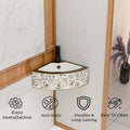 Modern washing basin in gold ceramic, rectangular table top wash basin side angle for contemporary washroom