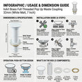 InArt anti cockroach waste coupling for wash basin, press pop up drain for table top basin in white matte