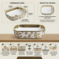 Top counter wash basin with tap hole area visible, white-gold ceramic basin for modern wash basin table