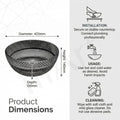 Designer glass table top wash basin in glossy black, square bowl, angled view for modern bathroom