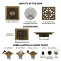 InArt premium brass floor drain jali in bronze finish fitted in bathroom floor, modern interior look