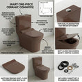 Single piece western toilet rectangular ceramic commode, side angle showing floor mounted S-trap outlet
