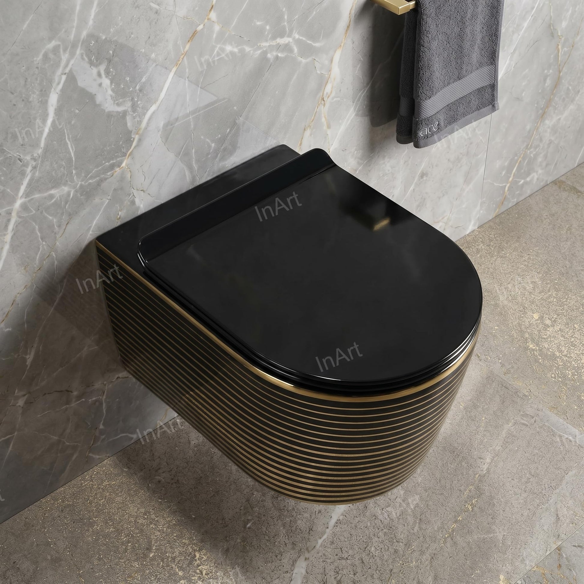 Rimless wall mounted commode with soft close toilet seat, premium ceramic EWC for Indian bathrooms