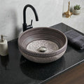 Angled view of modern table top basin for bathroom vanity counter in ash grey colour