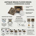 InArt 4 inch pipe fit brass floor drain jali, anti-odour cockroach trap shown from top view