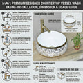 InArt luxury bathroom wash basin in white and gold, styled on countertop with tap in modern bathroom