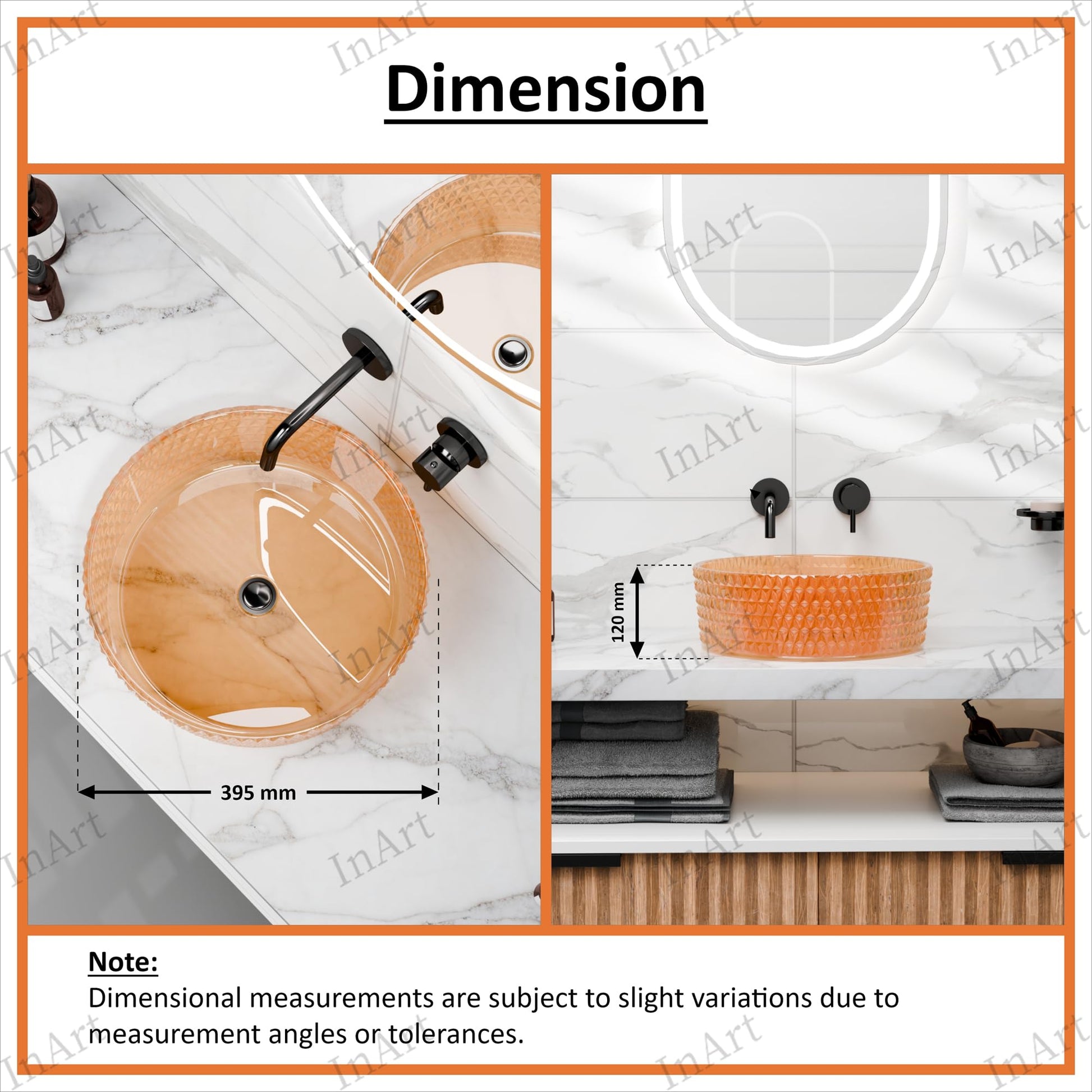 InArt amber table top basin for bathroom countertop