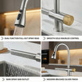 InArt pull out sink mixer tap in chrome finish, angled view showing swinging spout and retractable spray head