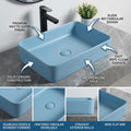 Modern washbasindesign in blue ceramic, InArt counter top wash basin, side angle view