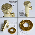 Wall flange angle valve for bathroom in antique finish, angled view highlighting threaded outlet for tap line
