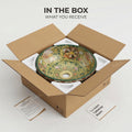 Table top wash basin designs for dining room wash area, square ceramic basin in green multi colour finish