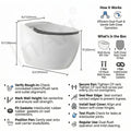 Back view of wall mounted commode with concealed cistern fitment area, sleek grey ceramic finish