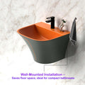InArt premium ceramic wash basin installed in modern bathroom interior, wall hung half pedestal design