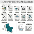 Floor mounted P-trap outlet detail on compact one piece western toilet, easy fit for Indian washrooms