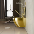Wall mounted WC price segment: gold finish European commode for compact washroom, space-saving design