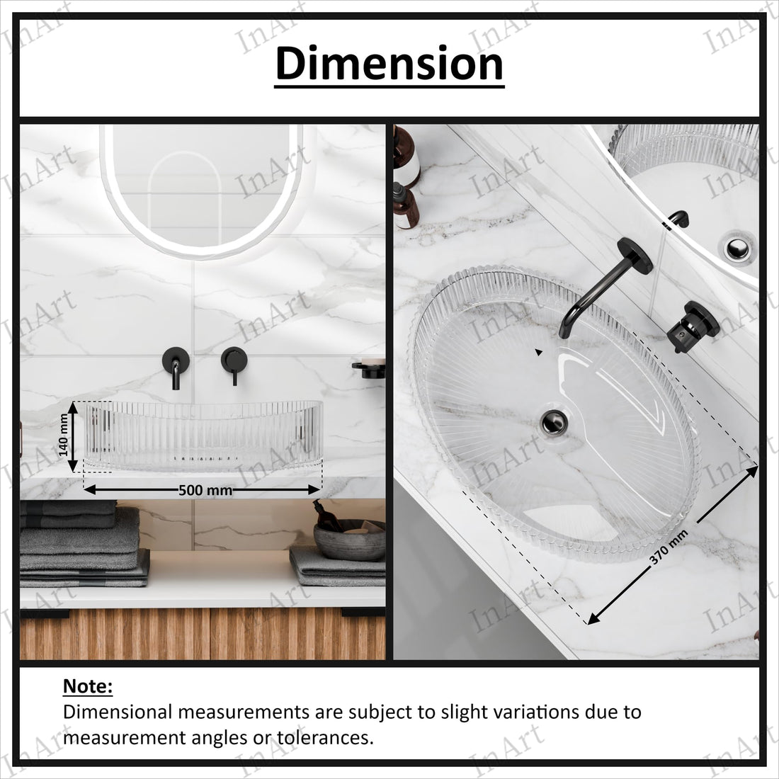 InArt transparent glass wash basin, oval glossy finish, modern glass basin