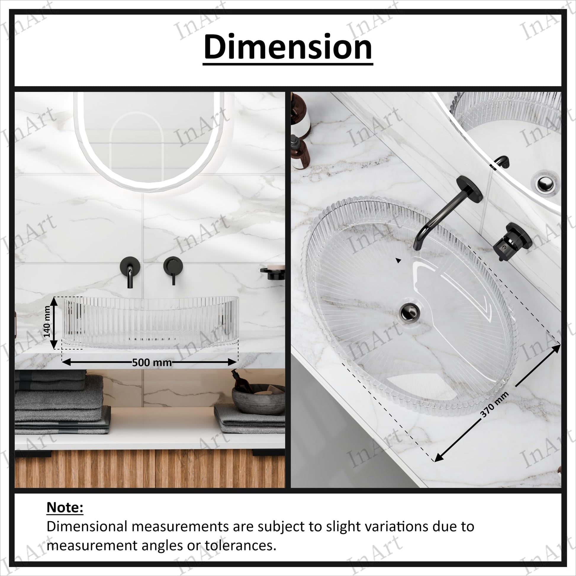 Oval glass basin bowl, transparent finish, glass for wash basin
