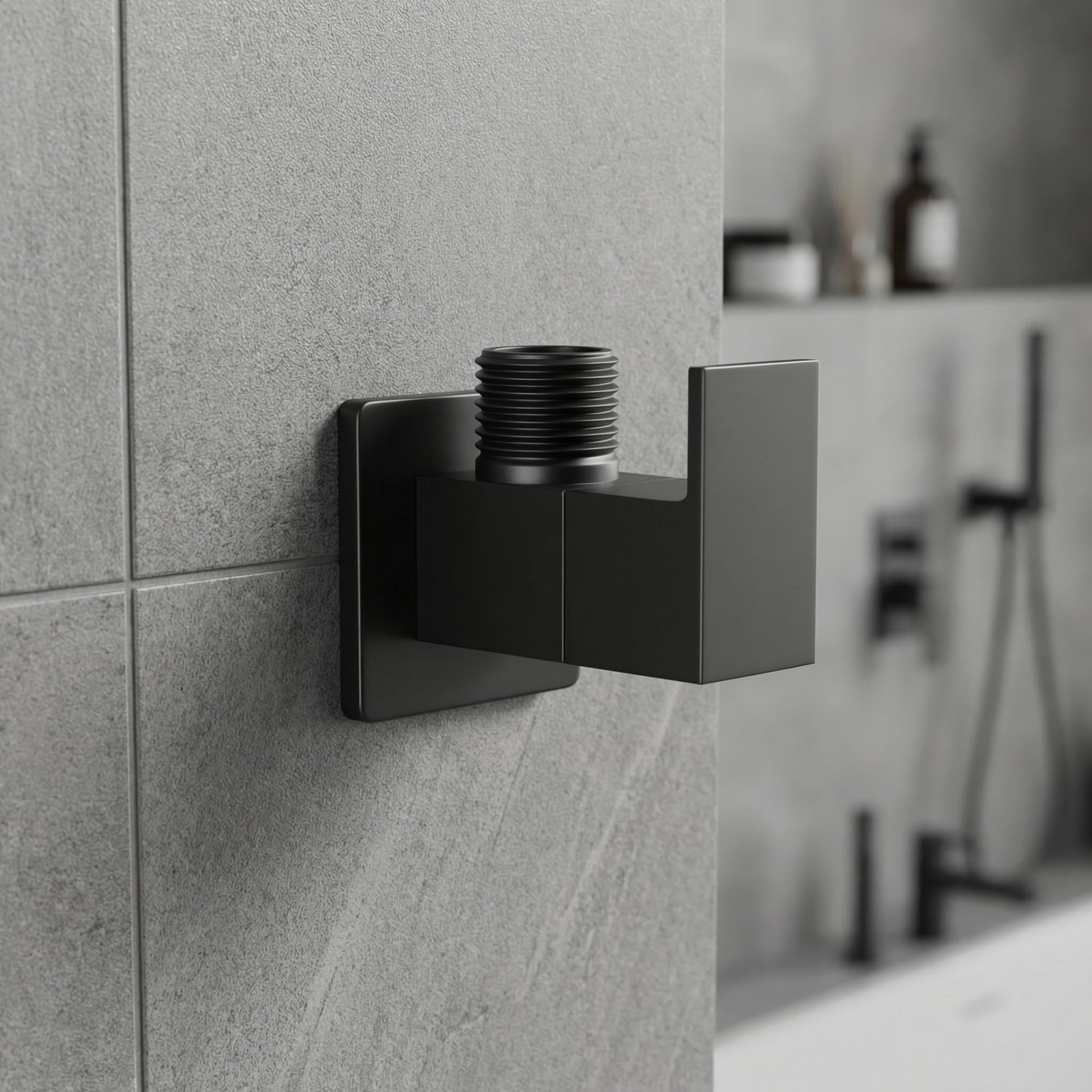 Brass angle valve matte black InArt, 90-degree wall mounted angle cock with flange