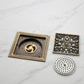 InArt Antique 7 brass floor drain jali, 5 year warranty, square bronze finish with cockroach trap