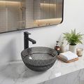 InArt hindware table top wash basin in glossy black tempered glass, square design, front view