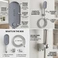 Bathroom sanitaryware hand shower set InArt, 3 function rain massage mix handheld shower head - side angle