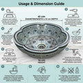 Over counter wash basin for bathroom, round ceramic table top basin in light blue