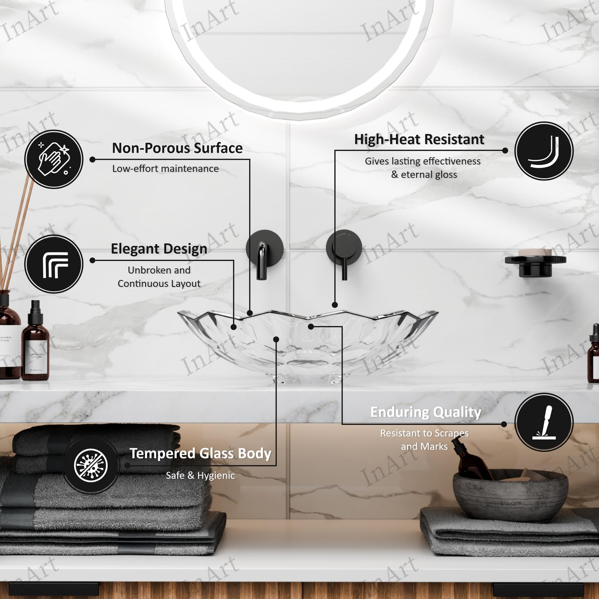 Crystal glass wash basin, table top, modern design, wash basin cost