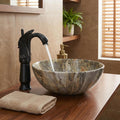 Close-up of green marble glossy finish on InArt ceramic table top wash basin, premium designer sanitaryware