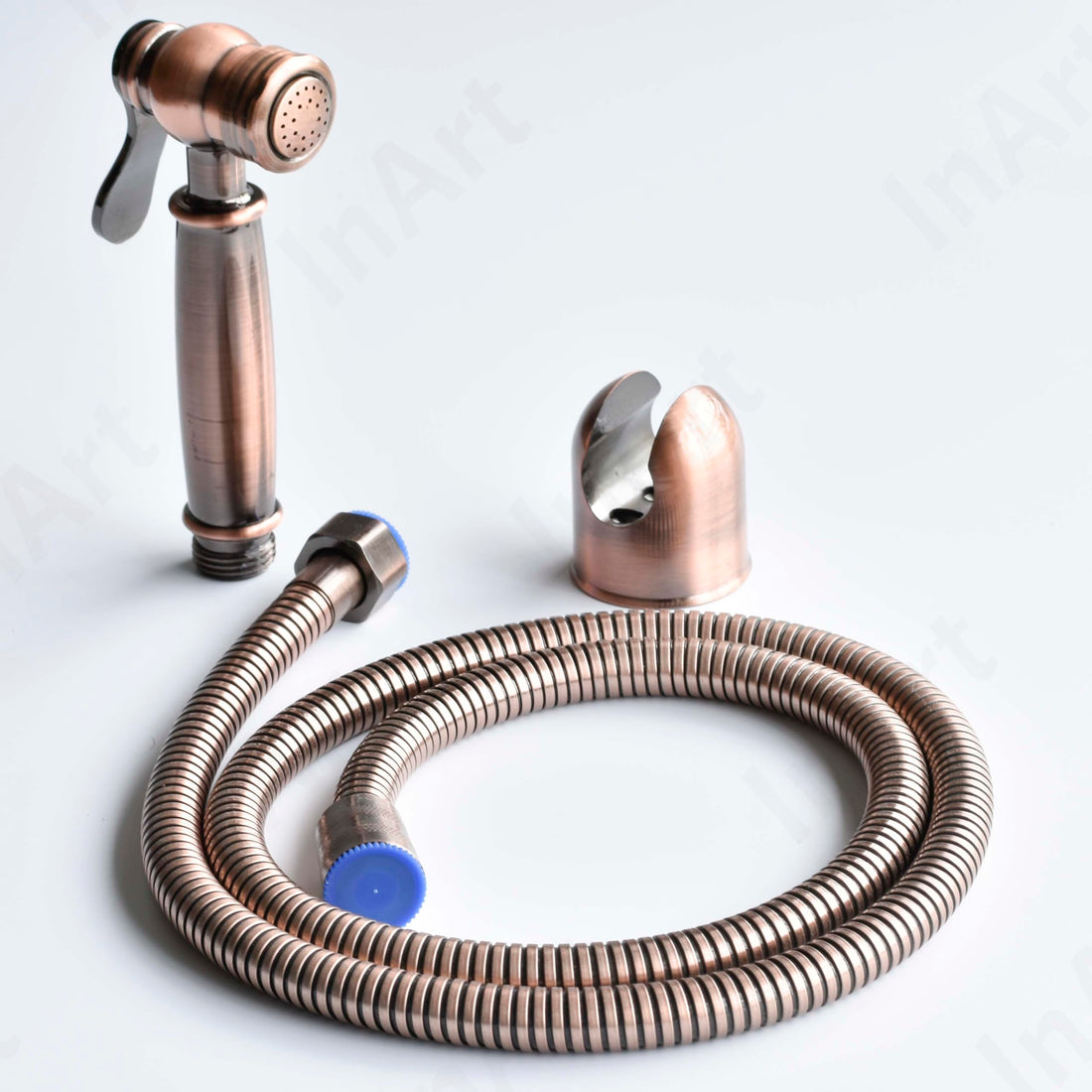 Jaquar health faucet style InArt ABS handheld jet spray for toilet in antique copper with hose and holder