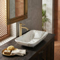 InArt tabletop washbasin with polished marble look glaze, smooth rim and deep bowl detail