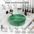 Glass design for wash basin in elegant green tint, round table top basin for bathroom vanity