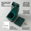 One piece ceramic toilet commode in green and blue finish, compact floor mounted western commode for bathroom