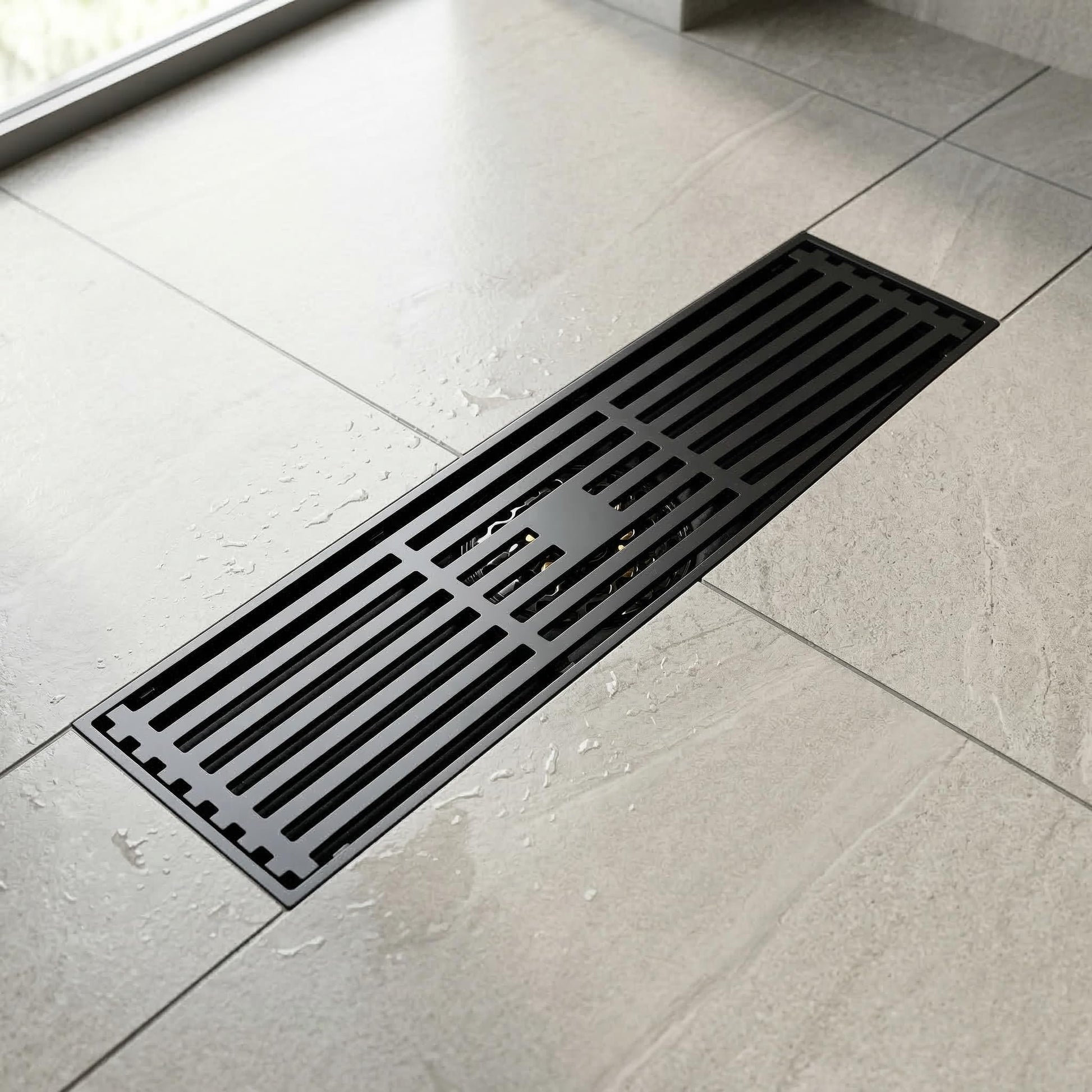 cockroach jali 4 inch InArt brass square floor drain jali with anti-foul trap, antique bronze black finish