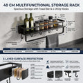 40 cm aluminium kitchen wall shelf with raised guard rail for spice jars and bottles