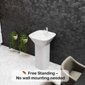 New style modern pedestal wash basin online, white ceramic single piece pedestal sink for small bathrooms