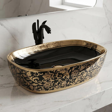 InArt Table Top Wash Basin Design 60 x 39 CM Gold Black DW250