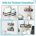 Alloy steel bathroom corner organizer set with adhesive pads for no-drill mounting