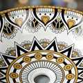 Round table top wash basin in bathroom interior, yellow ceramic basin with tap hole, premium look