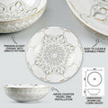 Modern ceramic table top wash basin design, round over counter wash basin in glossy white with gold, side angle