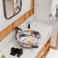InArt ceramic table top basin design for washroom interiors, Mexican multi colour square basin top view