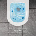 InArt 8 inch S trap outlet detail on ceramic one piece western toilet, back to wall floor mount design