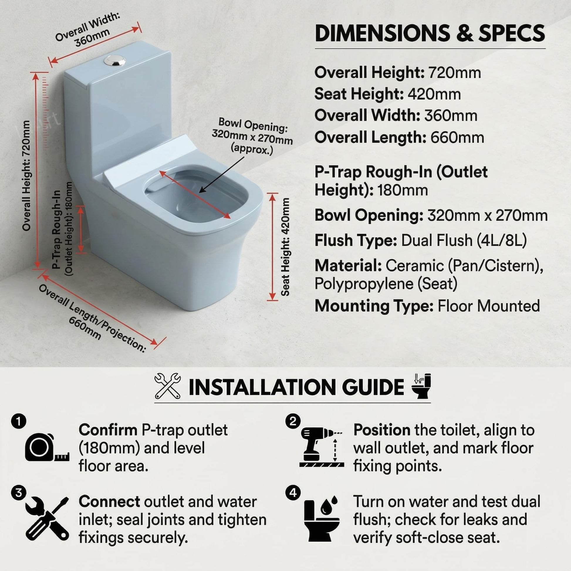 Ceramic western toilet commode with soft close seat cover, compact elongated one piece design side profile