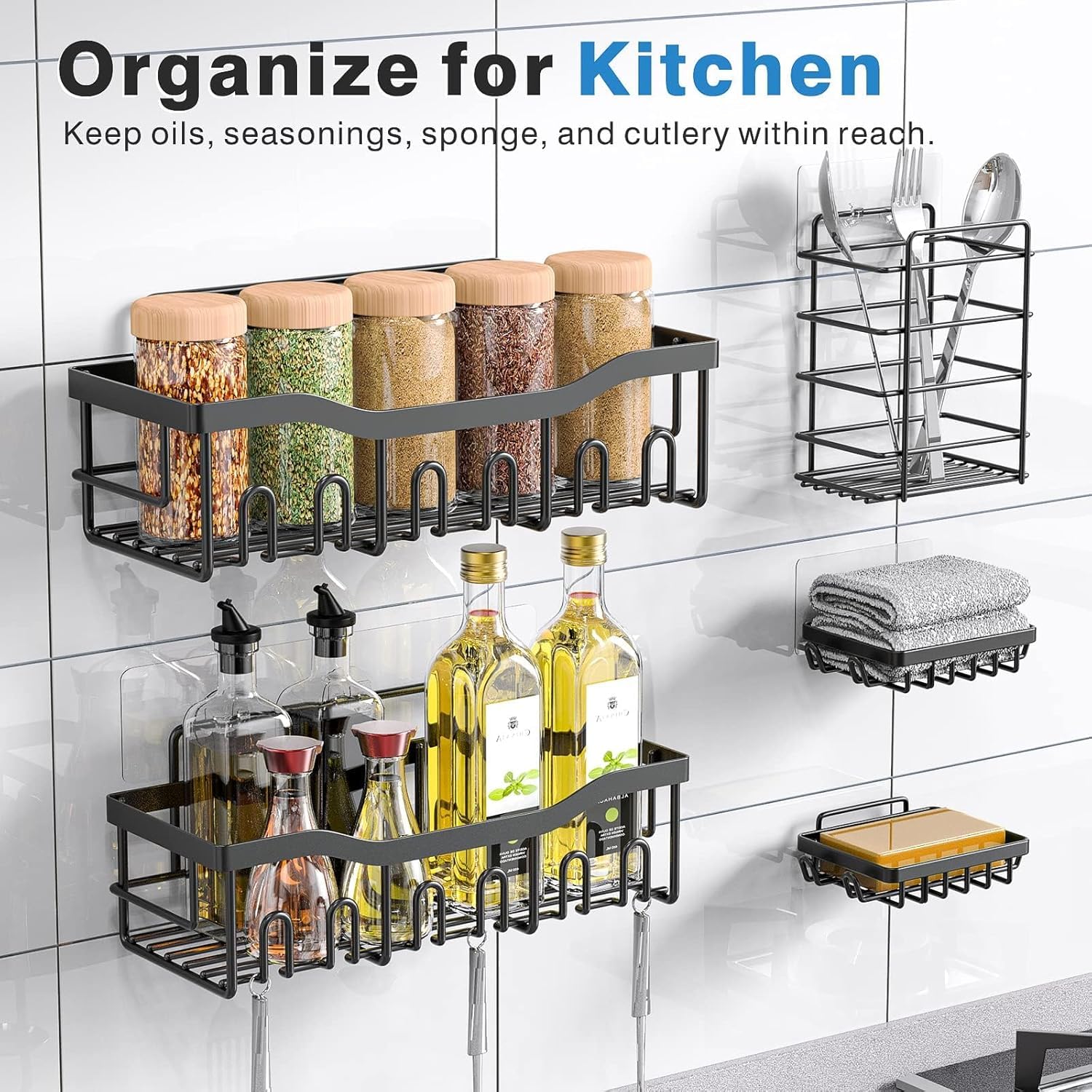 Two-tier shower storage caddy set for shampoo bottles and toiletries