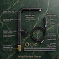 Matte black kitchen sink pull out faucet, high-arc 360° swivel spout, side angle view