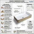 Premium sanitaryware detail of glossy gold ceramic wash basin rim and corners, rectangular table top design