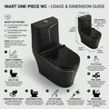Ceramic one piece water closet with floor mounted base, S trap outlet detail for lavatory fitting