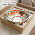 Round counter top basin showing drain opening area for pop-up waste fitting