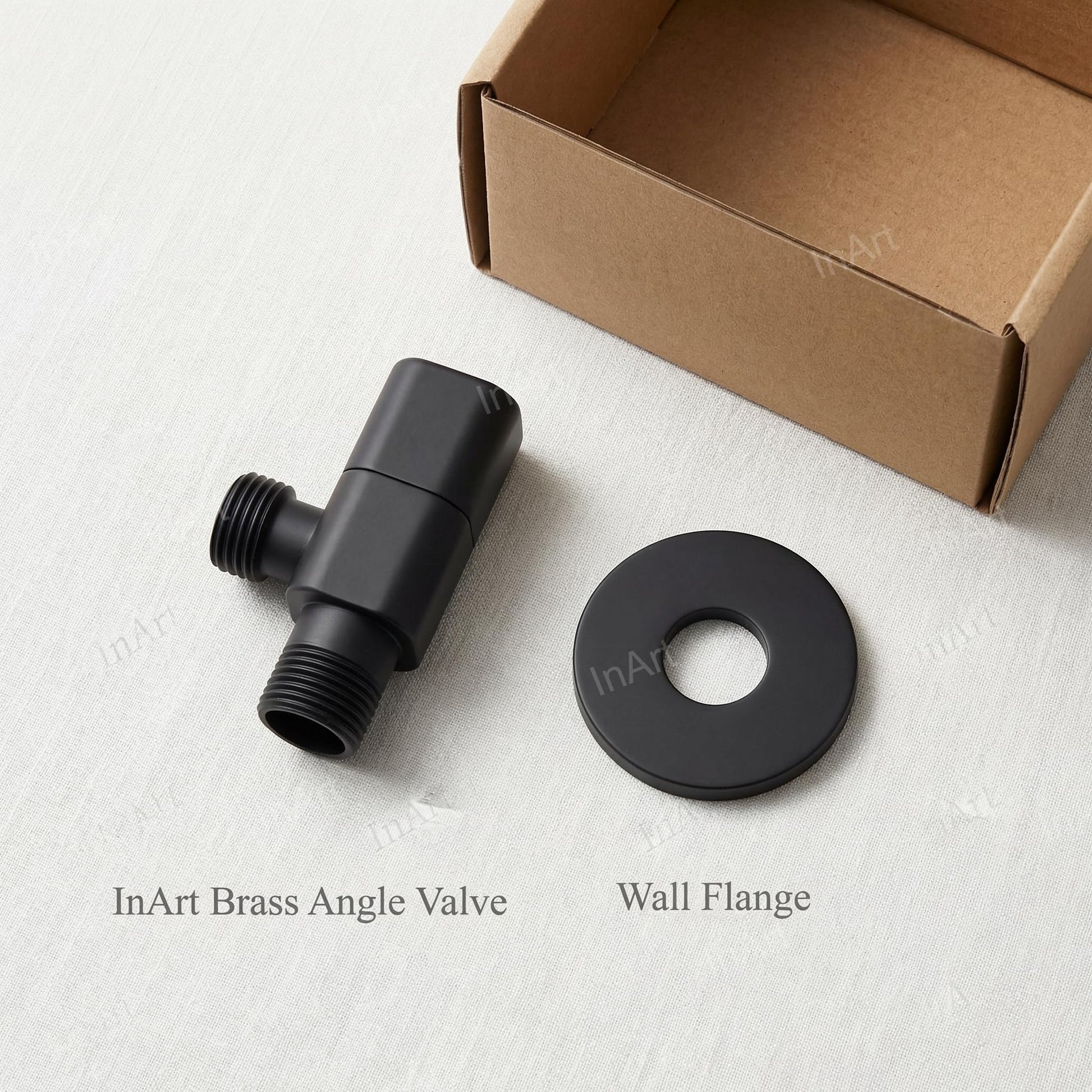 Sanitaryware angle valve matt black finish, brass body with ceramic disc, top view