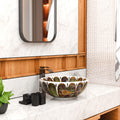 Art vanity washbasin in ceramic, round table top basin styled for modern Indian bathroom interior