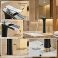Wash basin mixer single lever tap in black chrome finish, brass body, 3/4 angle view for washroom